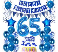 Balloons 65th Birthday Decoration Man Balloon Decoration Men Blue Birthday Decoration 65 Years Cake Decoration Birthday Banner Party