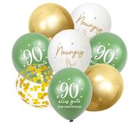 Balloons 90th Birthday Balloons, Pack of 30 Decoration 90th Birthdays Man Women, 90th Happy Birthday Balloons, 90th Sage Green Gold Birthday Decoration, 90th Birthday Confetti Balloon Party Decoration