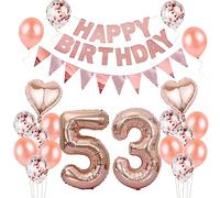 Balloons and Decoration 53 Birthday Woman - Rose Gold, Banner - Complete Set