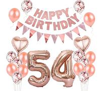 Balloons and Decoration 54th Birthday Woman - Rose Gold, Banner - Complete Set