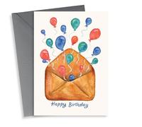 Balloons and Envelope Happy Birthday Card