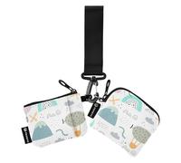 Balloons Clouds Women's Dual Wallets Busniess Card Cases Small Detachable Identity Card Protector with Keychain for Men Women 2 Packs, balloons clouds white, One Size, Modern