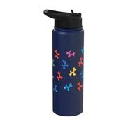 Balloons Dogs Pattern Vibrant Shiny Playful Glossy Colorful Stainless Steel Insulated Water Bottle