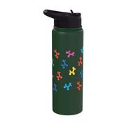 Balloons Dogs Pattern Vibrant Shiny Playful Glossy Colorful Stainless Steel Insulated Water Bottle