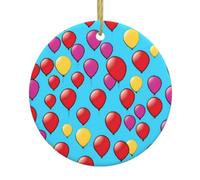 Balloons flying in the sky Print Ceramic Christmas Tree Hanging Ornaments – Round Decorative Keepsake for Xmas, Home, Party, Holiday