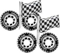 Balloons for Car Wheels, Racing Foil Balloons for Children, Decoration with White and Black Checkered Balloon for Birthday Theme Corses Party for Adults and Children(6pcs)
