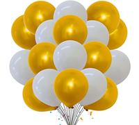 Balloons Hub Plain Latex Balloons Thick Round Balloon 10 Inch Combo Colors Gold & White Balloons for Baby Shower Birthday Party Decoration Romantic Theme Party Décor Pack of 20