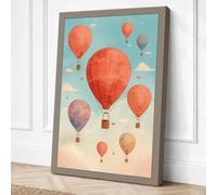 Balloons in Flight Boho Canvas Wall Art Print 24x16 Inch (61 x 41 cm)
