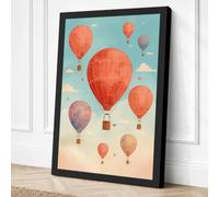 Balloons in Flight Boho Canvas Wall Art Print 30x20 Inch (76 x 51 cm)