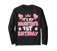 Balloons It's My Daughter's 1st Birthday 2024 1 Years Old Long Sleeve T-Shirt
