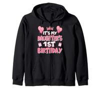 Balloons It's My Daughter's 1st Birthday 2024 1 Years Old Zip Hoodie
