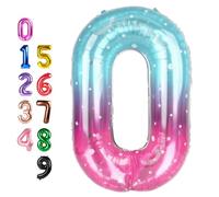 Balloons Numbers 40 Inch, Balloons 0 Number for Baby Birthday, Balloon for Girls Boys Baby Shower, Big Baloon for 10, 20, 100, 2025 Graduation Wedding Anniversaries Party, Blue and Pink