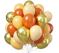 Balloons Orange Cream Nude, Burnt Orange Sand White Beige Blush Party Balloon and Metallic Gold Helium Balloons, Autumn Fall Dusty Orange Apricot Latex Balloons for Boho Wedding Birthday Decorations