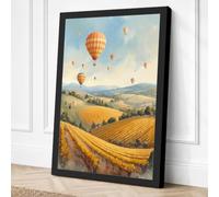 Balloons Over Golden Fields Canvas Wall Art Print 36x24 Inch (91 x 61 cm)