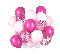 Balloons Pink White Pack of 60 Fuchsia White Balloons, Pink Confetti Macaron Pink Balloons, Magenta Baby Light Pink Helium Balloon for Girls Women Birthday Wedding JGA Engagement Bridal Party