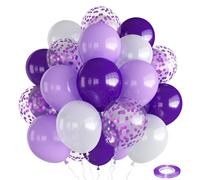 Balloons Purple and White, Pack Of 30 Dark Purple White Pastel Purple Confetti Helium Balloons for Girls Women Butterfly Baby Shower Halloween Birthday Bridal Wedding Party Decorations