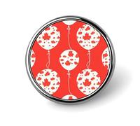 Balloons with Maple Canada Flag Round Metal Brooches 1 Inch Decorative Badges Exquisite Decorations Pins for Clothing