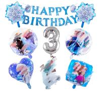 Balloons3 Frozen 3th Party Decorations, Fro zen Birth day Decorations, Happy Birth day Balloons, Frozen Birthday Banner, 3th Elsa Birthday for Girls, Princess Birth day Party
