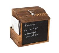 Ballot Box With Slot - Suggestion Box Lockable, Retro Comment Container | Wall Mount Wooden Locked Mailbox Blackboard Design For Donation Money Savings Cash Business Church Raffle Prayer Mail