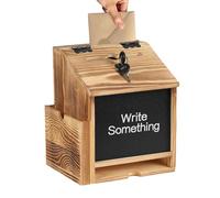 Ballot Box - Wooden Donation Box with and Lock, Wall Mounted Suggestion for Comments Prayer Requests Votes Saving Tips Raffle Tip