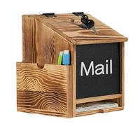 Ballot Box, Wooden Donation Box with and Lock, Wall Mounted Suggestion Organiser for Comments, Prayer Requests, Votes, Savings Tips, Raffle