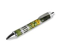 Ballpoint Pens 1 PCS, Sunflowers White Picket Fence Retractable Smooth Writing Pens with Quick-Drying Ink, Comfort Grip Office Black Pens for Everyday Use, Bulk Office Supplies for Professionals