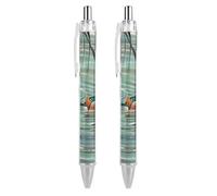 Ballpoint Pens 2 PCS, Chinese Style Mandarin Ducks Retractable Smooth Writing Pens with Quick-Drying Ink, Comfort Grip Office Black Pens for Everyday Use, Bulk Office Supplies for Professionals