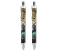 Ballpoint Pens 2 PCS, Relaxing Rain And Birds Sounds Retractable Smooth Writing Pens with Quick-Drying Ink, Comfort Grip Office Black Pens for Everyday Use, Bulk Office Supplies for Professionals