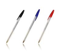 Ballpoint Pens, 50 PCS Black Blue Red Ink Pens, Multicolour Quality Stick Biro Pens, Smudge Free, Ballpoint with Clear Barrel, Daily Ballpoint for Home, School, Office