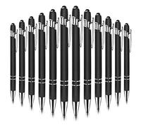 Ballpoint Pens with Stylus Pen 2 in 1 Touch Screen Stylus Multifunction Retractable Metal Pens for Devices Black Ink, 1.0mm 12 Colors Black