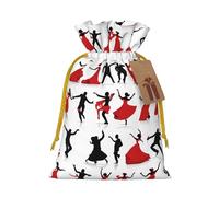 (Ballroom Dance) Drawstring Gift Bags for Birthday Party Christmas Reusable Holiday Wrap Bags Medium Size
