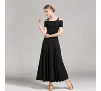 Ballroom Dance Dresses for Women Flamenco Skirt Dancing Modern Smooth Waltz Tango Party Ballroom Practice Dress,Black,S