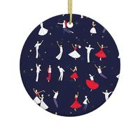 Ballroom Dance Pattern Print Ceramic Christmas Tree Ornament Hanging Decorations Home Decor Gifts for Christma