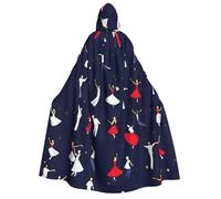 Ballroom Dance Pattern print Hooded Robe Halloween Cosplay Costume Robe Cloak Cape Wizard Raven Cosplay Costume