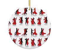 Ballroom Dance Print Christmas Tree Ceramic Round Hanging Ornaments,Xmas Decoration DIY Keepsake 2025