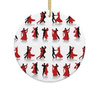 Ballroom Dance Print Christmas Tree Hanging Xmas Tree Ceramic Round Pendant Gift New Year Craft Home Decor