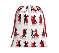 Ballroom Dance Print Drawstring Gift Bags For Christmas,Holiday Party Gift Wrapping Bag Assorted Sizes