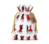 Ballroom Dance Print Drawstring linen gifts bag for Christmas Party,holiday packaging presents bags.
