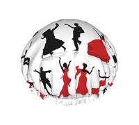 Ballroom Dance -Print Extra Large Waterproof Shower Cap-Double Layer Protection For Long/Curly Hair - Reusable & Travel Friendly.