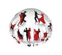Ballroom Dance Print Premium Double Layer Shower Cap For Women With Reusable Shower Cap For Hair - Waterproof Plastic Cap - Shower Caps For Long, Short And Curly Hairs