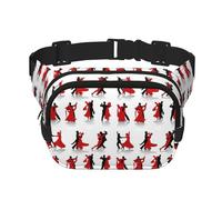 Ballroom Dance Print Square Waist Purse Double Layer Fanny BagTrendy Travel Waist Bag for Men and Women, Black, One Size