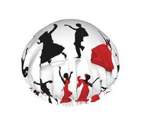 Ballroom Dance Printed Double Layer Lined Shower Cap,Shower Caps For Women Reusable
