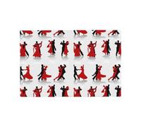 Ballroom Dance Printed Linen Placemats 4 PCS Set - Double Layer Heat Resistant Non-Slip Place Mats for Dining Room, Kitchen Table Decor, Indoor Outdoor, Housewarming Gift