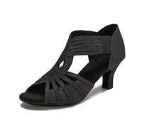 Ballroom Dance Shoes Women Latin Salsa Practice Dancer Shoes 2.5'' Heels YT02, Bling Black, 5 UK
