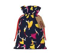 Ballroom Dance Small Pattern print Christmas Packing Bag Linen Bags with Drawstring Wedding Present Bag