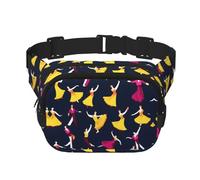 Ballroom Dance Small Pattern print Fashion Waist Packs Crossbody Belt Bag Fanny Pack for Women Crossbody for Traveling Running, Black, One Size