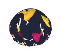 Ballroom Dance Small Pattern Print Shower Cap, Shower Cap for Women Reusable, Waterproof Bath Cap,Quick Drying Bath Hair Cap