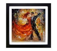 Ballroom Dancing Abstract Expressionism Framed Print | 18x18 Inch Black Framed Wall Art | Ready to Hang | Eclectic Historical Picture | Living Room Bedroom Lounge Office
