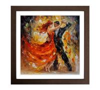 Ballroom Dancing Abstract Expressionism Framed Wall Art Print, Ready to Hang Picture for Living Room Bedroom Home Office, Walnut 18 x 18 Inch (45 x 45 cm)