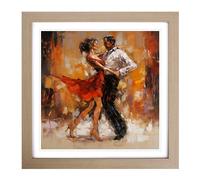 Ballroom Dancing Gestural Art Framed Print | 18x18 Inch Oak Framed Wall Art | Ready to Hang | Eclectic Historical Picture | Living Room Bedroom Lounge Office
